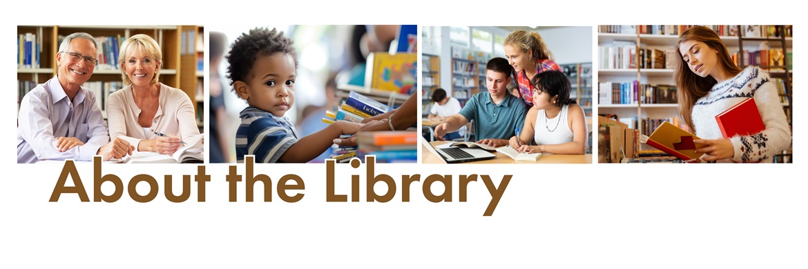 About the Library header showing a collage of different patrons