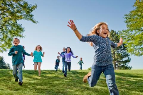 Kids running in the park