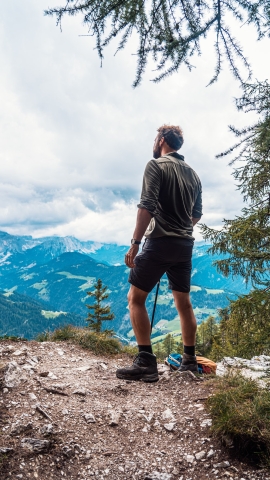 Man hiking in the mountains