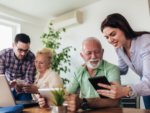 Family creating an emergency plan.