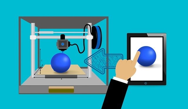 3D printer and tablet.