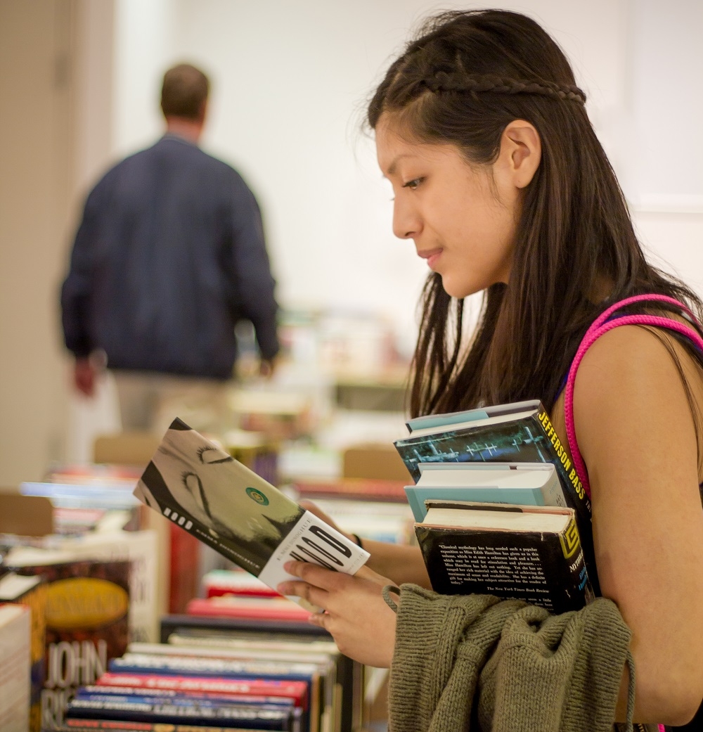 Book Sale woman shopping.