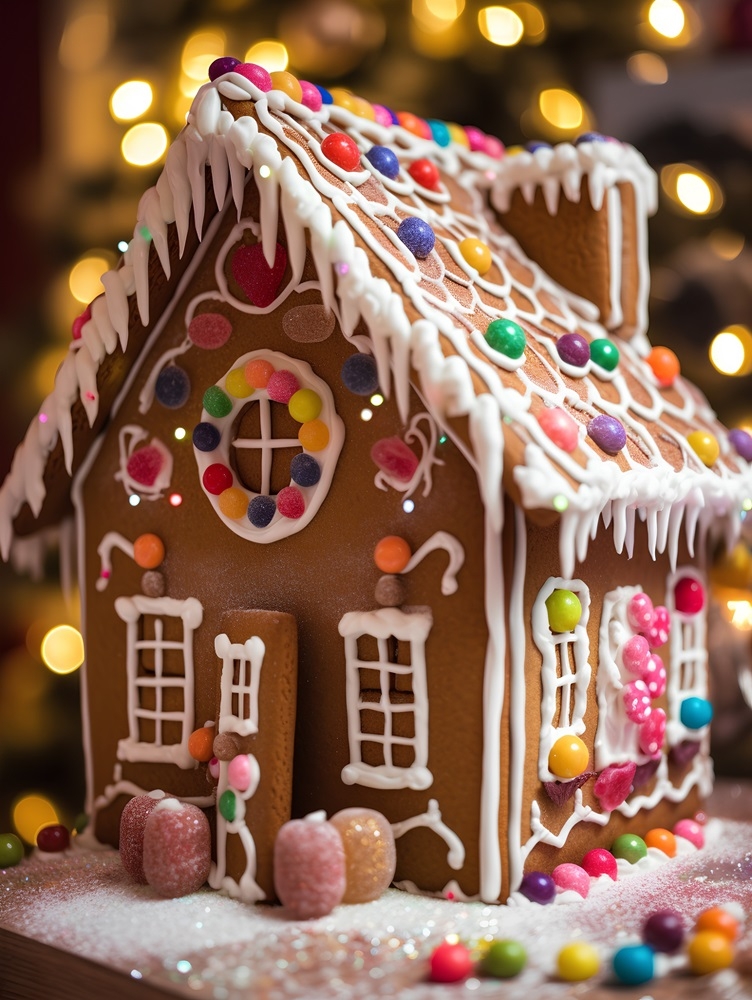 Bright, happy gingerbread house.