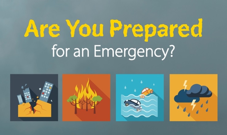 Icons depicting various disasters or emergencies including floods, storms, and fires.